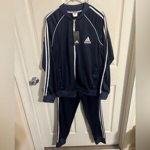 NWT Adidas Track Suit Set Navy with White Stripes - Jacket & Pants